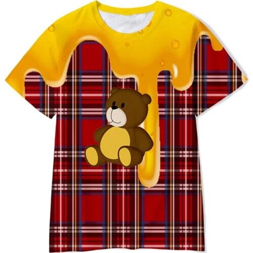 Fashionable Beautiful bear doll T-shirt T-shirt mens sleeve short sleeve Street hip hop Street T-shirt