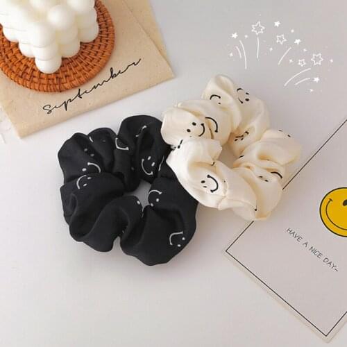 Fashion Scrunchies Gum Hair Tie For Women Girls Printed Smile Elastic Hair bands Lace ponytail Holder Hair Ties Hair Accessories