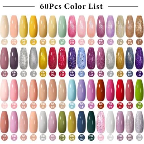 Mtssii 24/40/60pcs Color Gel Nail Polish Set 122 Colors Semi Permanent UV Led Gel Varnish Soak Off Nail Lacquers Base Top Coat