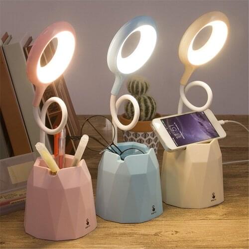 Table Lamp Leds USB Touch Night Light Stepless Dimming Desk Light Eye Protection Learning Multi-Function Bracket Pen Holder