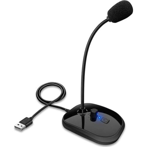 SK-30 USB Desktop Condenser Microphone with Mute Button Volume Adjustment for Laptop Computer 360 Gooseneck Design for Recording