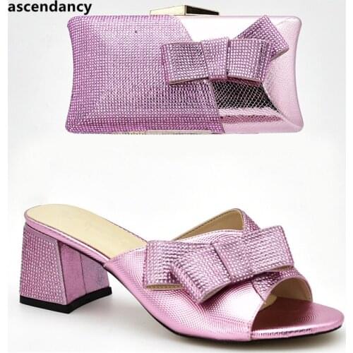 Latest Italian Designer Shoes and Bags Matching Set Decorate with Rhinestone Women Shoes High Heel Luxury Shoes Women Designers