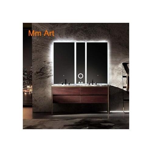 Latest new design gold color stainless steel bathroom vanity cabinet with led mirror