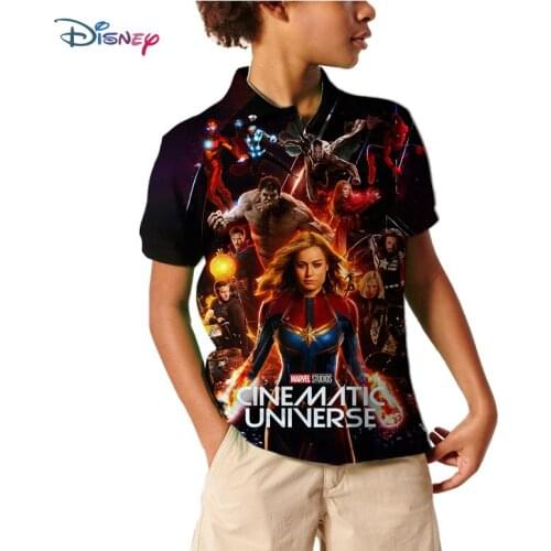 2021 New Print Polo shirt Boys girls Short Sleeve Hot Captain Inspired Comic Book America Superhero Printed Polo shir