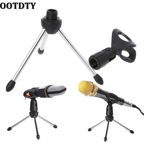 OOTDTY Folding Adjustable Desktop Handheld Mic Microphone Clip Holder Stand Tripod A-1