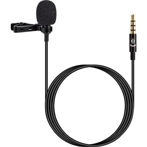 Lavalier Lapel Clip-on Microphone Mic 3.5mm Audio Mic for Smartphone Camera Computer Laptop for Video Recording Interview