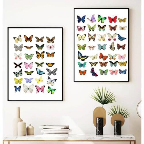Colorful Butterfly Insect Posters and Prints Natural Science Wall Art Picture Butterflies Wing Canvas Painting Living Room Decor