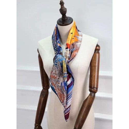 2020 new arrival fashion brand classic sun 100% silk scarf 90*90 cm square shawl twill wrap for women free shipping