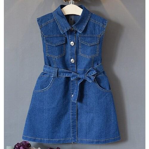 Girls Dresses 2020 Summer New Childrens Clothing Girls Simple Comfortable Sleeveless Vest Denim Dress