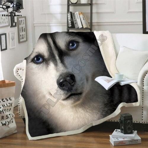 Dog face 3D Printing Plush Fleece Blanket Adult Fashion Quilts Home Office Washable Duvet Casual Kids Girls Sherpa Blanket dog13