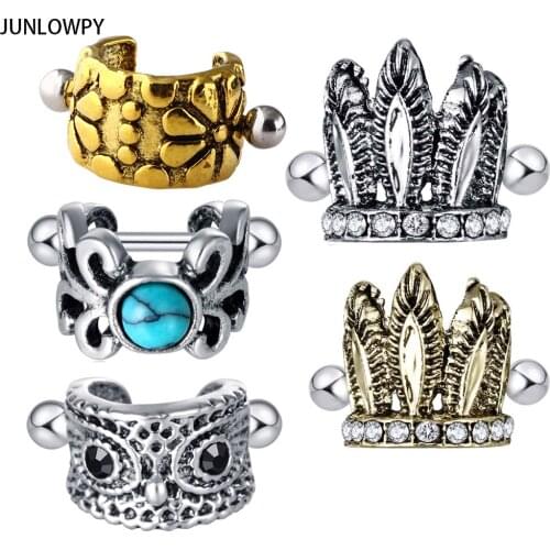 JUNLOWPY Surgical Steel Tragus Earring Fake Ear Stud Helix Piercing Cartilage Barbell Screw Bar Women Men Body Jewelry 16g 20pcs