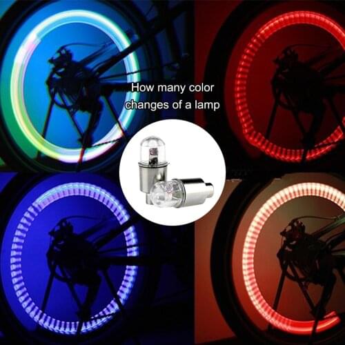 2pcs Auto Car Bicycle Motorcycle LED Lights Wheel Tire Valve Caps Cycling Light Sensor Spokes Hub Tyre Lamp MTB Car Accessories