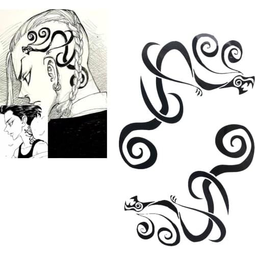 Tokyo Revengers Cosplay Manjiro Sano Ken Ryuguji Tattoo Stickers Neck Arm Waterproof Fake Tattoos Halloween Costume Accessory