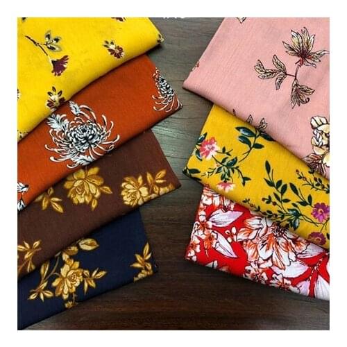 Rayon fabric dark floral printed fabric dress fabricLFCK080048