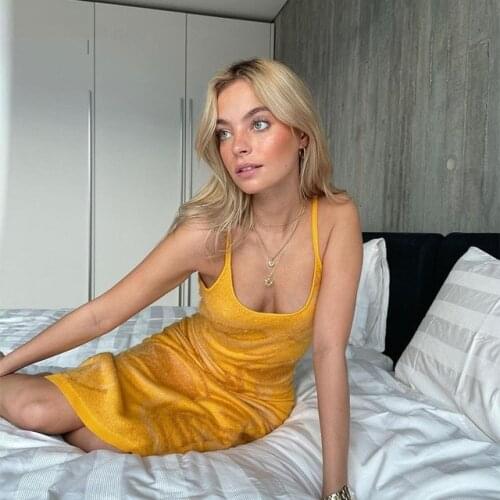 NEWDISCVRY 2021 Print Knit Bodycon Dress Women Green Y2K Summer Hollow Out Sexy Sleeveless Spaghetti Strap Beach Midi Dresses