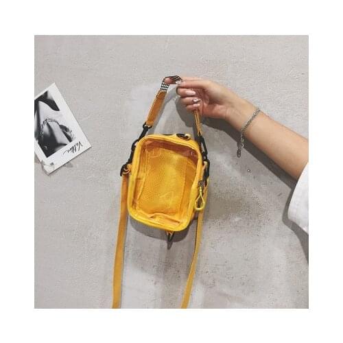 2020 new Female Canvas Bag Wild Messenger Bag Student Out Bag Cute Girl Shoulder Transparent small square bag and Phone bags