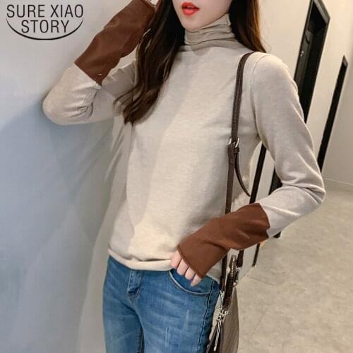 Autumn Winter Sweaters Women 2021 New Pullovers Long Sleeve Bottom Knit Sweater Turtleneck Patchwork Fashion Slim Loose 6930 50