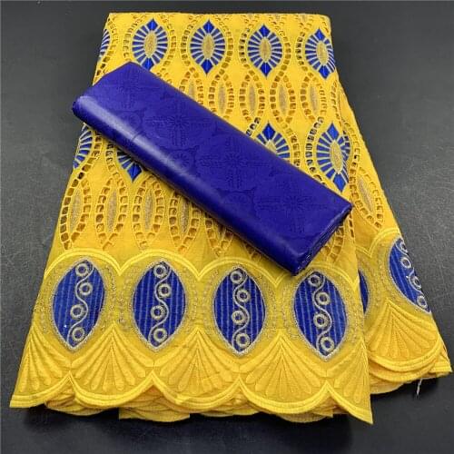 MIQIER High2021Quality African Nigerian Tulle Lace Fabric Prom Dress Damask Party Gown Swiss Cotton 2.5Yards+2.5Yards Bazin