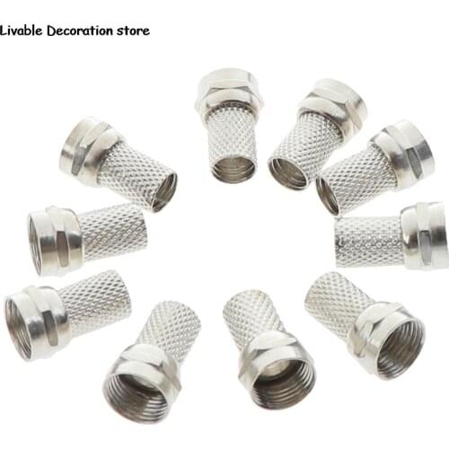 10 Pcs 75-5 F Connector Screw On Type For RG6 Satellite TV Antenna Coax Cable Twist-on