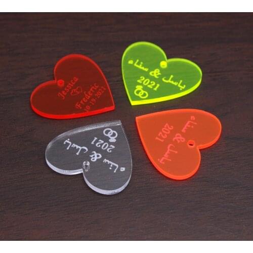 100 *Personalized Custom Carved Acrylic Colorful Transparent Love Baby Baptism Label Engagement Party Confetti Center Decoration