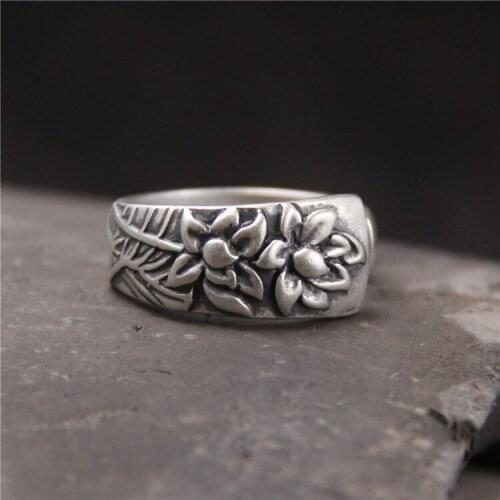 2018 Anel Feminino Old Restore Ancient Ways Of Carve Patterns Or Designs On Woodwork Ring Thai Feed Opening National Wind Ms