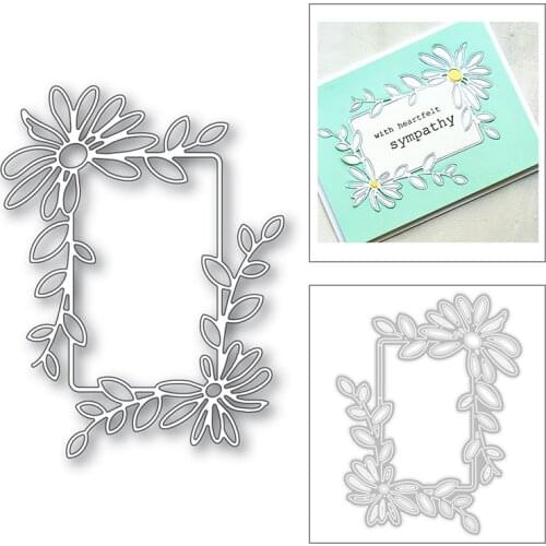 2020 New Rectangle Chrysanthemum Lace Photo Frame Metal Cutting Dies For DIY Making Greeting Card Paper Scrapbooking No Stamps