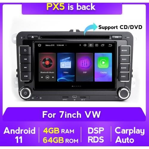 7" 8" PX5 Android 11 Car Radio For VW Amarok Caddy EOS Golf 5/6 Passat Polo T5 Touran Skoda Yeti Multimedia GPS Navigation RDS