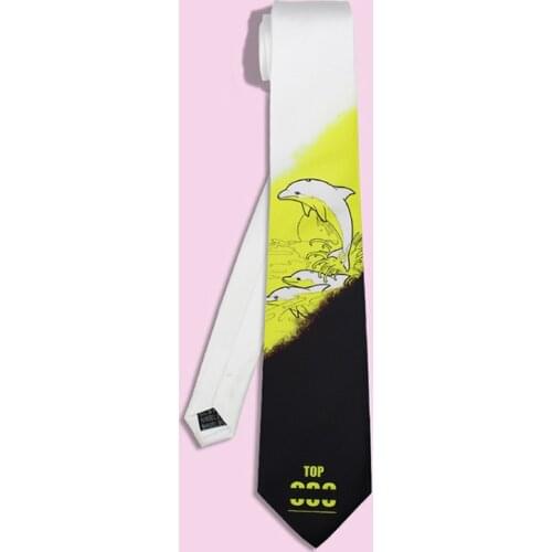 Free Shipping New male men Personality Unique Fashion Tie Ying Lun Fan Groom Dress Casual printed neck Tie Dolphin Bay