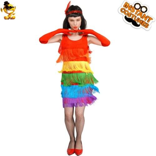 DSPLAY Carnival Adult Sexy Colorful Flapper Party Costume Original Newly Design Cute Girl Elite Woman Dancer Deluxe Outfits
