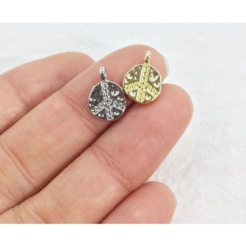 Eruifa 20pcs 9mm Peace Zinc Alloy Jewelry DIY Charms Pendant Necklace, Earring Bracelet 2 Colors