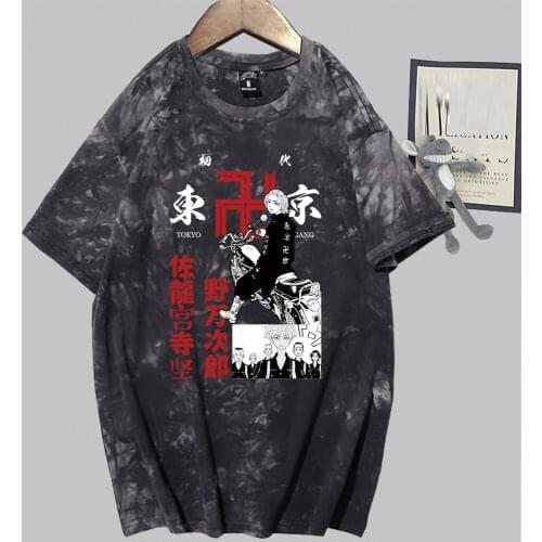 Anime Tie Dye Shirt Men T Shirt Tokyo Revengers Mikey Hip Hop Tops Tees Unisex