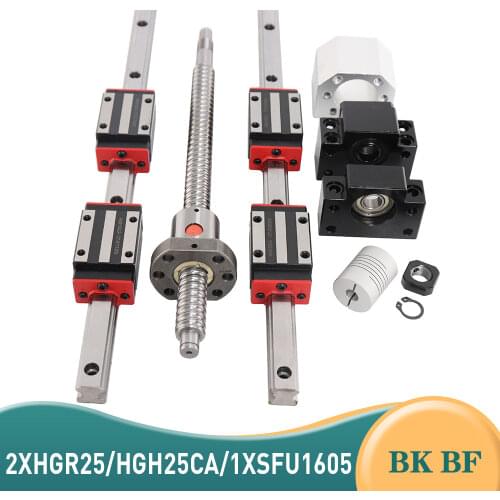 Hiwin HGR25 Linear Wizard Any Length+Ball Screw SFU1605+DSG16H+Linear Bearing Block+BK12/BF12+Coupler in 100% Same Linear Lane