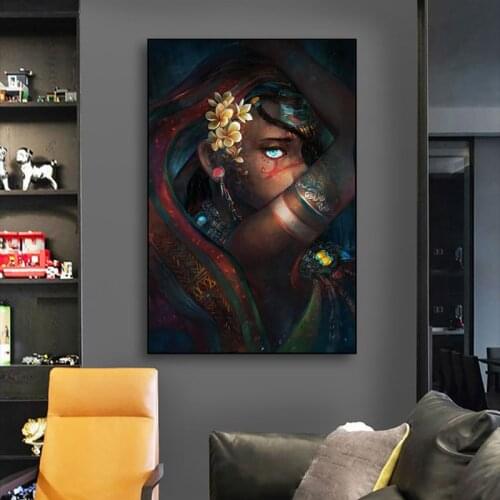African Art Woman Canvas Painting on The Wall Art Decorative Picture Black Girl Posters and Prints Living Room Bedroom Decor