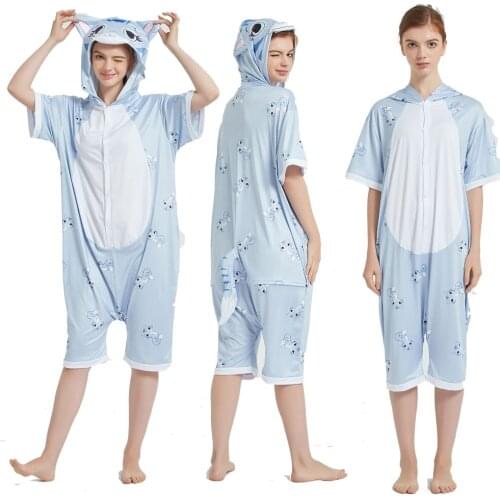Adult Short Sleeve Summer Kigurumi Cat Unicorn Pijamas Unisex Animal Panda Pyjamas Licorne Sleepwear Unicorn PJS