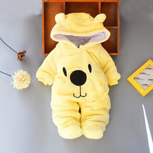 Newborn Baby Romper Winter Costume Clothes Coral Fleece Warm Baby Clothing Sweet Cartoon Animal Overall Babys Rompers Jumpsuits