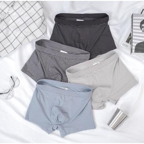 3Pieces Men Underwear Cotton Stripe Sports Style Mens Panties Men Underpants U Convex Design Trend Boxer Shorts Men 2021 Sale