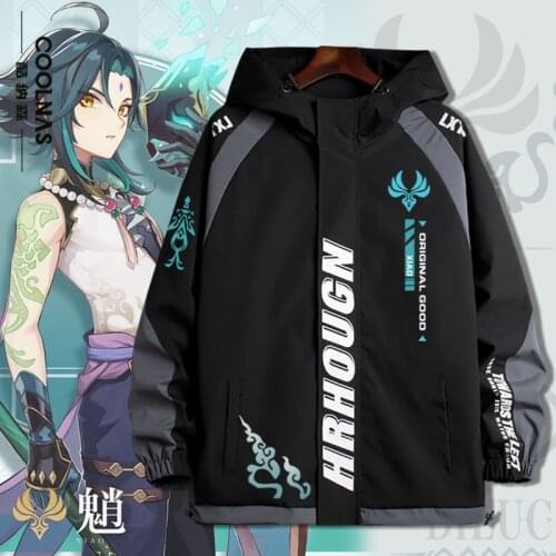 Genshin Impact Cosplay Xiao Costume Fashion jacket coat Game clothes Long sleeve Unisex Hoodie Zipper Hooded Sweatshirt New Tops