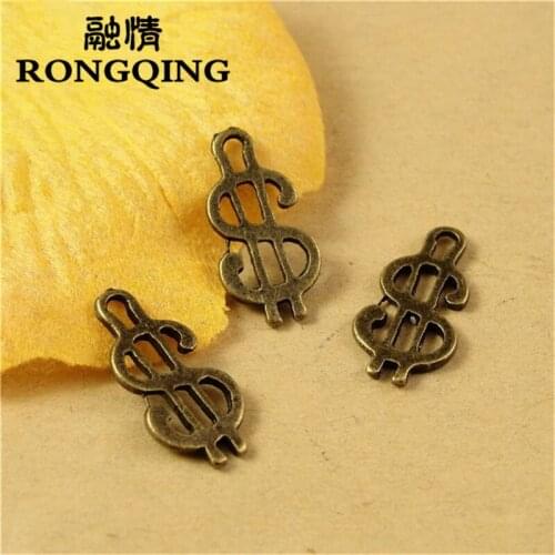 RONGQING 17*9MM 100pcs/lot money dollar Pendants Necklaces Handmade Fashion Jewelry Charms DIY