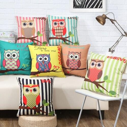 Lovely Owls cushion without polyester interior Home Decor sofa car seat decorative pillow Hot sale housse