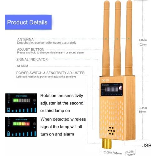 Multi-function Wireless RF Signal Detector Bug GSM GPS Signal Lens RF Tracker Detect Finder Radio Scanner Anti Candid Camera