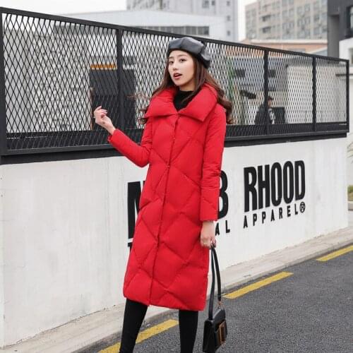 Fashion Autum autumn and winter stand collar thin section long coat female solid color coat warm winter coat womens new winter