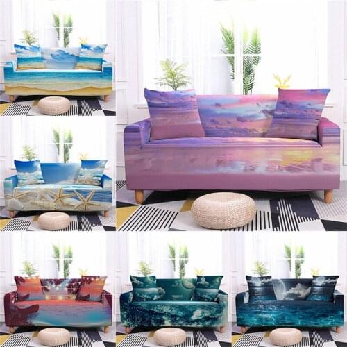 Marine Digital Printing Stretch Slipcover All-inclusive Dust Proof Couch Cover for Living Room 1/2/3/4 Seat Sectional Sofa Cover