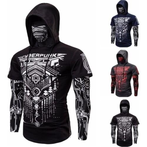 2021 Mens Diablo Sweatshirt Fake Two Pieces Mechanical Skull Printing Hoodie Cyberpunk Long Sleeve T-Shirt Mask Cycling Jersey