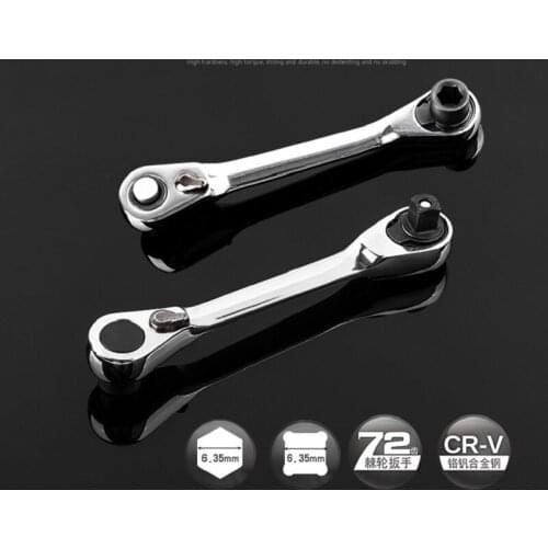 NEW 1/4" 6.3mm 2in1 Sleeve& bit Ratchet Wrench Fast Spanner key tool Mini