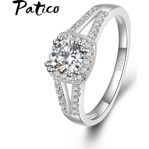 New Arrival Sparkling CZ Rings Full Sizes For Women Lady 925 Sterling Silver Round Wedding Engagement Rings Free Shipping