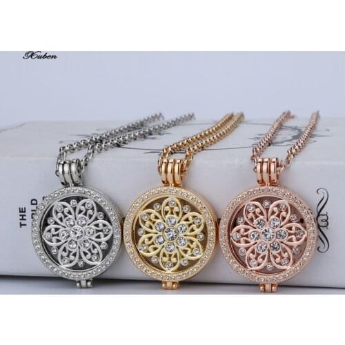 Flower design My 33mm Coin Interchangeable Coins Disc Pendant Necklace with 80cm chain 35mm Coin Holder for Women Jewelry