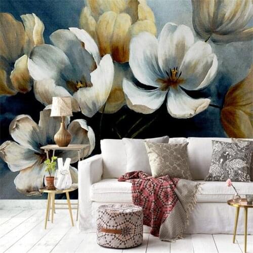 Custom Photo Wallpaper Bedroom Decoration Flower Wallpaper Hand-Painted Embossed Living Room Decor TV Room Furniture Restaurant