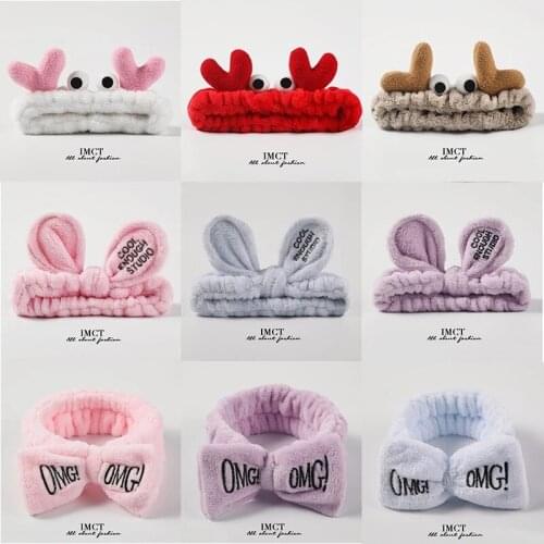 2021 New Hairbands For Women Letter Coral Fleece Wash Face Bow Girls Headbands Headwear Hair Bands Christmas Hair Accessories