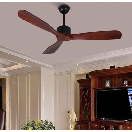 Industrial Vintage Ceiling Fan Without Light Wooden Ceiling Fans with Remote Control Nordic Simple Home Fining Room Ceiling Fan