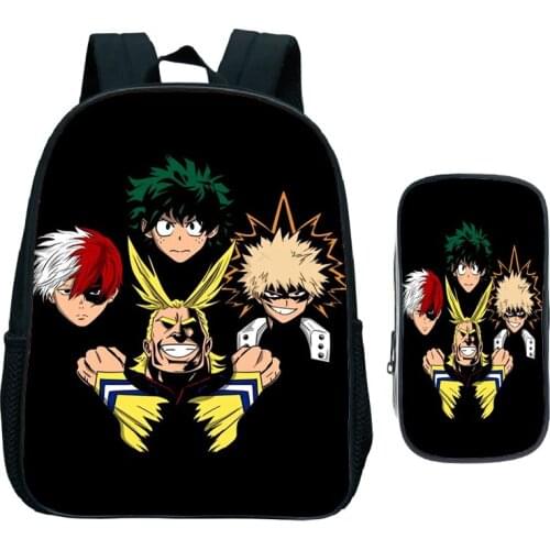 Cute My Hero Academia boku no hero 2pcs Set Backpack Children Kids Bag Beautiful Pattern Kindergarten Knapsack with Pen Bag